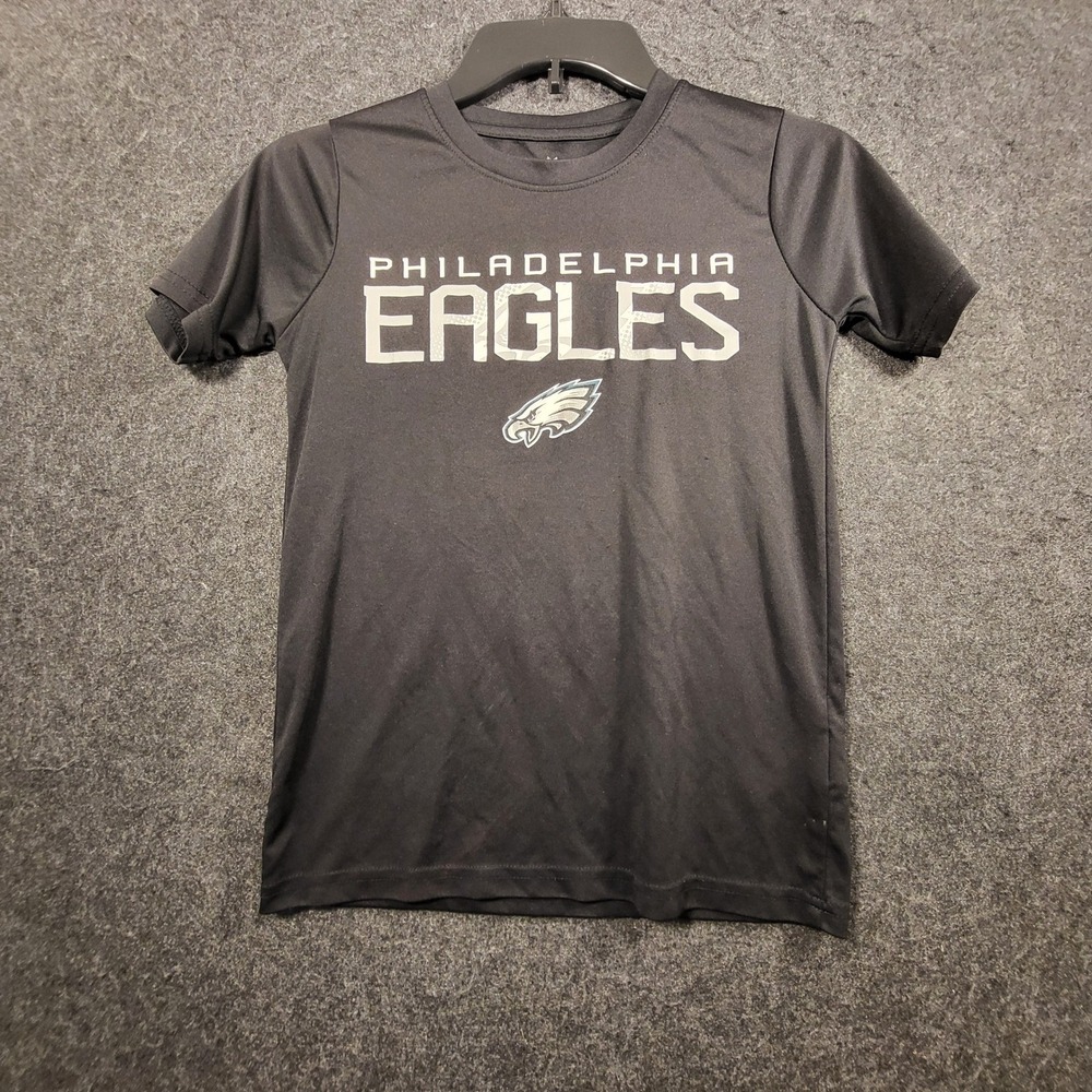 Philadelphia Eagles Youth Black Performance T-Shirt NFL Short Sleeve Kids S 8